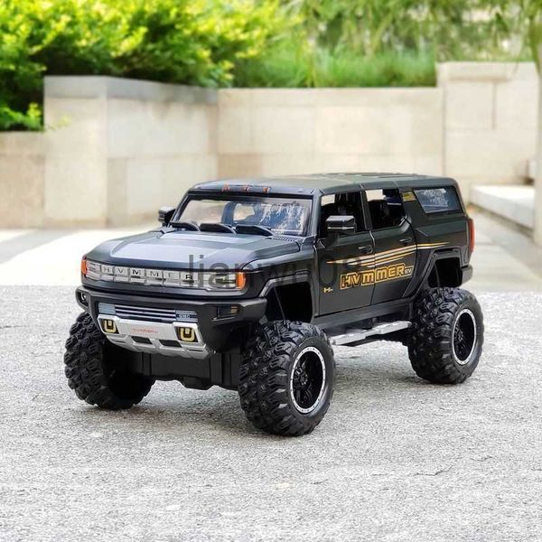Diecast Model Cars 124 HUMMER EV Alloy New Energy Car Model Diecast Metal Offroad Vehicles Car Model Simulation Sound and Light Children Toy Gift x0731