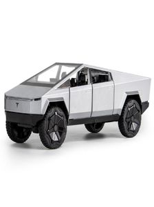 Diecast modelauto's 124 Tesla Cybertruck pick -up legering legering Diecasts speelgoedvoertuigen metaal speelgoedauto model geluid en licht terugtrekking collect918234968