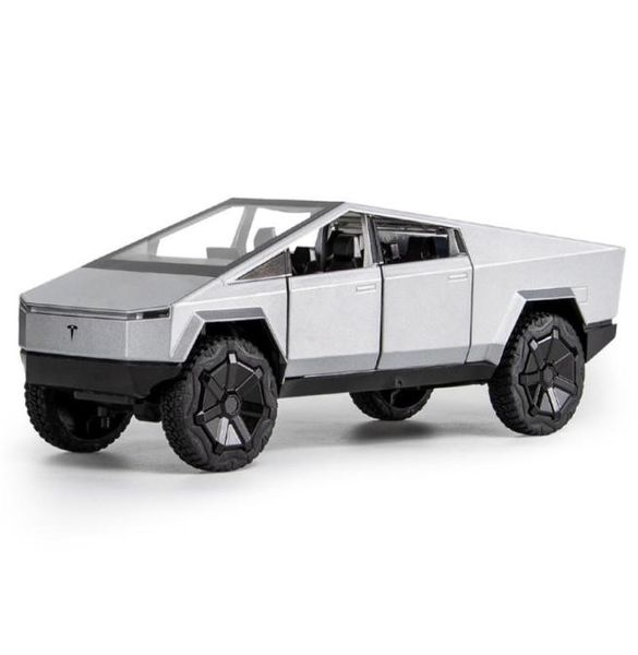 Modèle Diecast Cars 124 Tesla Cybertruck Pickup Alloy Diecasts Toy Véhicules Metal Toy Car Model Sound and Light Pull Back Collect911413771