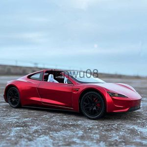 Diecast Model Auto's 124 Tesla Roadster Legering Sportwagen Model Diecasts Metalen Speelgoed Voertuigen Auto Model Simulatie Geluid en licht Collectie Kids Gift x0731