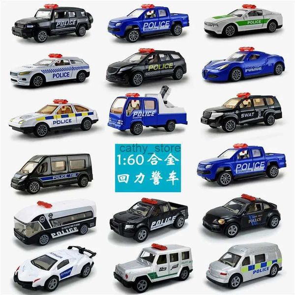 Coches en miniatura fundidos a presión, 1 Uds., 1/60, modelo de coche de policía extraíble de aleación, máquina de muñecas, cápsula de juguete, decoración, modelo de coche L2403