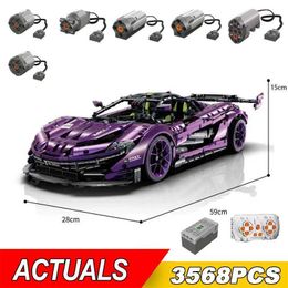 Diecast Model Cars 3568 Pièces de technologie RemoteControlled Sports Car Building Bloc Model MOC P1 Racing Car Bloc Toy Boy and Childrens Gift Gift In STO J240417