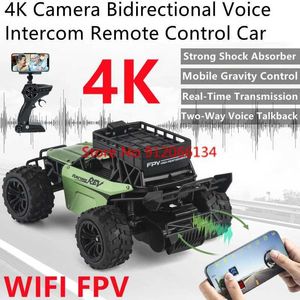 Diecast Model Cars 4K Camera Bidirectionele Voice Intercom WiFi FPV RC CAR 24GHz Applicatieprogramma Gravity Controle Schokdemper Highspeed Highspeed Remote Con J240417