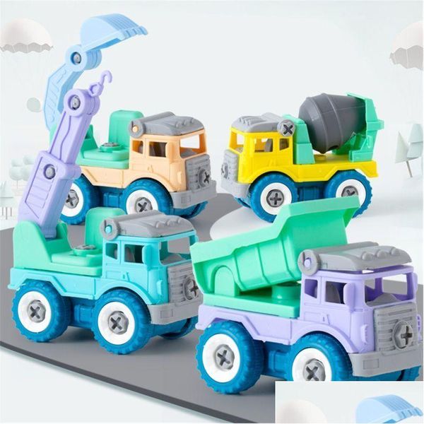 Diecast Model Cars 4pcs Construcción Ingeniería de juguetes Carry Camino de bomberos Tornillo de bomberos Construir y tomar para niños Niños 220617 Drop entrega de juguete Dhuhf