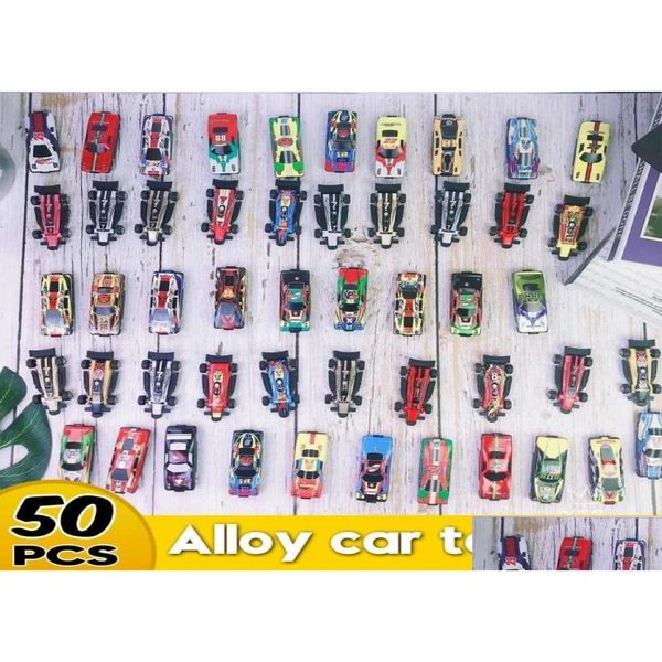 Diecast Model Cars 50 piezas Kid Mini Toy Car Set Garaje 150 Diecast Alloy Metal Racing Model Boy Regalo de cumpleaños de Navidad Lj2009309446975 Ot9Cl