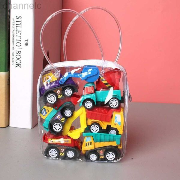 Coches en miniatura fundidos a presión, 6 unidades por juego, Mini coche de juguete extraíble para niños, vehículo de construcción, camión de bomberos, conjunto de tienda de maquinaria, regalo de cumpleaños y vacaciones