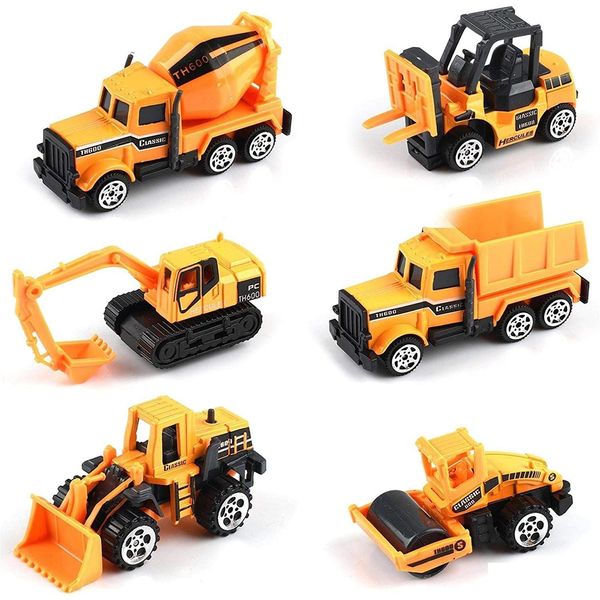Modèle de voiture moulé sous pression 6 pièces petits jouets de construction véhicules jouer camions véhicule jouet tout-petits garçons enfant mini alliage voiture métal ingénieur Dh6Ou