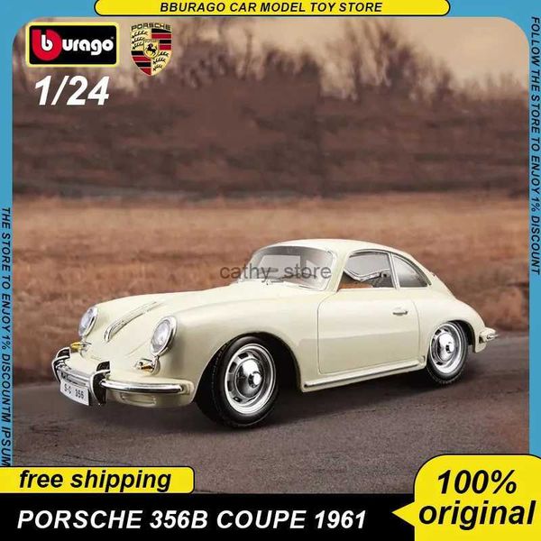 Coches a escala Bburago 1 24 Porsche 356b Coupe 1961 911 Gt2 Rs Coche Diecast Modelo Edición Aleación Vehículo de lujo Nueva colección de juguetes energéticos GiftL2403