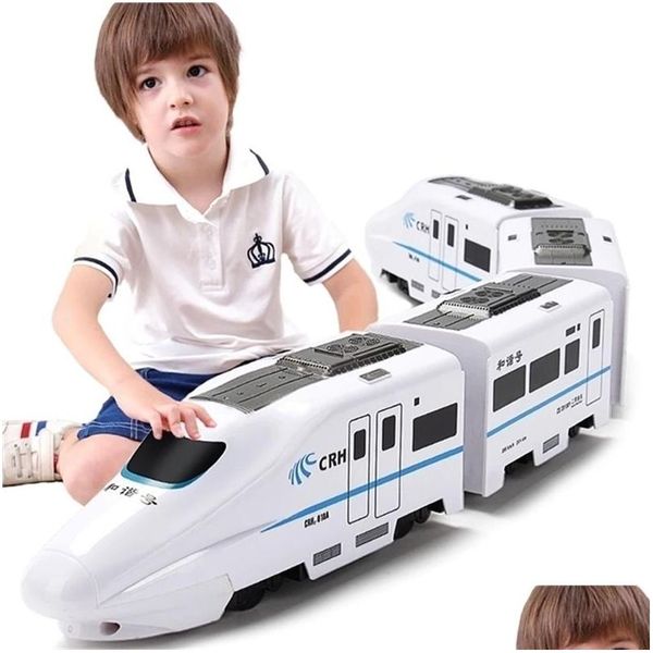 Diecast Modèle voitures Car Kids Electric Train Railway Toys for Simation Sound Music Light Locomotive Christmas Gift Drop de Dha3m