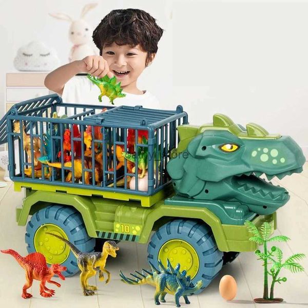 Diecast Model Cars Car Toys Dinosaurios Transport Carrier Vehículo Indominus Rex Jurassic World Park Truck Modelo Juego para niños Cumpleaños Niños GiftsL2403