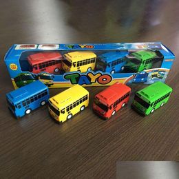 Autos modelo diecast lindo 4pcs/set tayo the Little Bus mini plástico PL de plástico Azul rojo Gani amarillo lani green rogi auto para niños regalos dhwdb