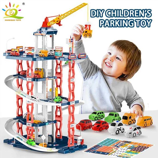 Diecast Modelo Cars Diy Estacionamiento para niños DIY Juguete Estacionamiento de estacionamiento Building Asamblea Multi Story Track Garage Toy Childrens Gift WX