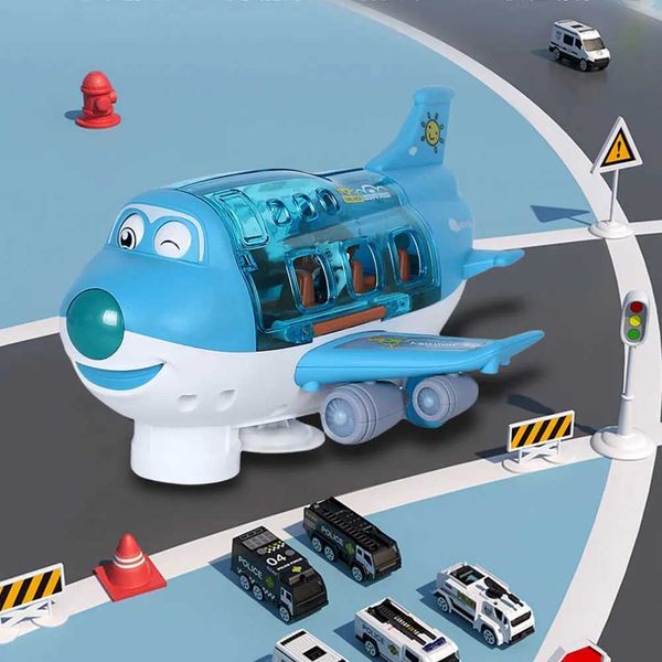 Diecast Model Cars Electric Cartoon Airbus para niños Aviación de juguete Aviación avión avión avión con música de iluminación Avión giratoria Regalo de plástico de regalo de Navidad WX
