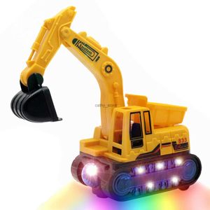 Gegoten modelauto's Elektrische graafmachine Digger Toy Lichtgevende muziek Universele graafmachine Technische koppeling Machine Techniek voertuig voor jongens GiftL231114