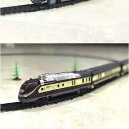 Diecast Model Cars Electric Train Train Set Whistle Car Track Steam Locomotive Engine Die Model Model Education Game Boys and Childrens Toys WX