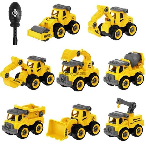 Diecast Modelo Coches Ingeniería Vehículos Juguetes Construcción Excavadora Tractor Bulldozer Camión de Bomberos Modelos Niños Juguete Coche Niños Juguetes para Niños RegalosL231114