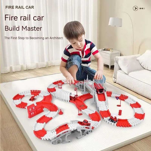 Diecast Model Cars Fire Engine Track Track Assembly Automotive Engineering Mini Car Kit Childrens Puzzle Boy Toy Track Track Train Tournet Childrens Birthday Gift Y240520ASR4