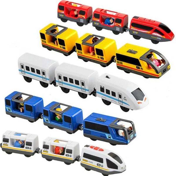 Diecast Model Cars Kids Electric Train Toys Set Train Diecast Slot Toy Fit Standard Wood Track Track Railway Gift For Children Y240520W2IU