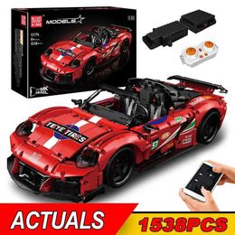 Diecast Model Cars Mold King Technical Car Building Blocs Blocs Temote Control Control Motor Power 911 Super Racing Sport Car Bricks Modèle Toys Kids Gifts J240417