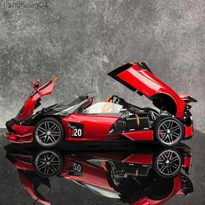 Gegoten modelauto's Nieuwe 1/18 Pagani Huayra BC Legering sportwagenmodel Diecast metaal Racewagen Voertuigmodel Geluid en licht Simulatie Kinderen Speelgoed Cadeau