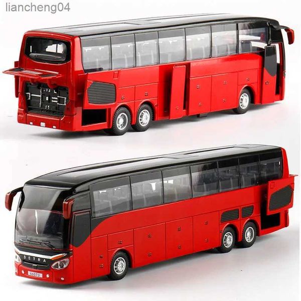 Modèle réduit de voiture moulé sous pression, nouveau produit de haute qualité, modèle de bus rétractable en alliage 1/32, haute imitation, bus double touristique, jouet flash, véhicule, livraison gratuite