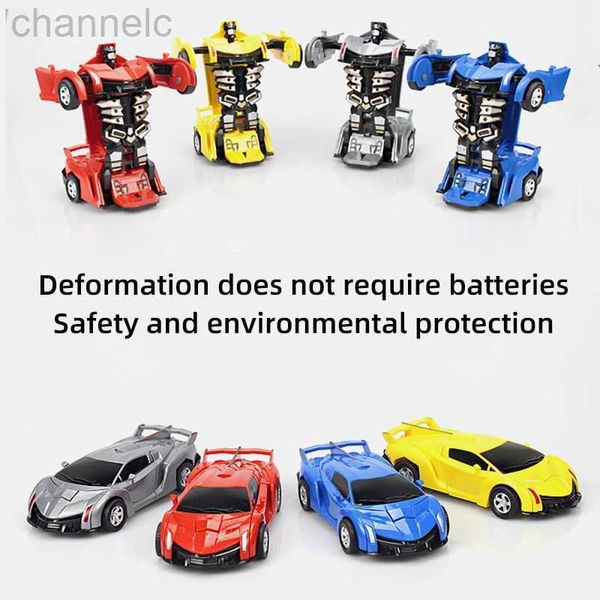 Moulé sous pression Modèle Voitures Une Clé Déformation Jouets Automatique Transformer Robot En Plastique Drôle Diecasts Garçons Incroyable Cadeaux Enfant