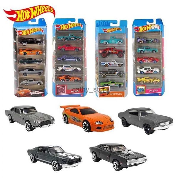 Voitures miniatures moulées sous pression Original Hot Wheels Voiture 5 Pack Jouets pour enfants pour garçons 1/64 Voiture moulée sous pression Fast and Furious Toyota Ford Mustang Nissan Kids GiftL2403