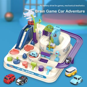 Diecast Model Cars Racing Rail Car Trains Piste Jouets Éducatifs pour Enfants Voitures Mécaniques pour Garçons Filles Aventure Jeu Cerveau Table Jeu Jouets 230526