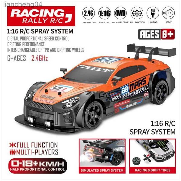 Voitures miniatures moulées sous pression RC Cars 2.4G 4WD 1 16 Grand jet à grande vitesse, voiture de dérive, deux types de pneus, édition classique, voiture de course professionnelle pour cadeaux