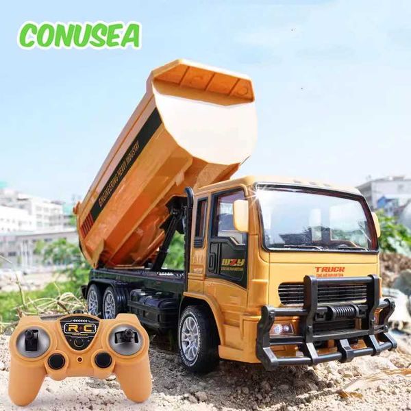 Diecast Model Cars RC Truck Truck Camion 2.4g Remote Control Engineering Vehicle Tracteur Toy Toy Childrens Gift Christmas J240417