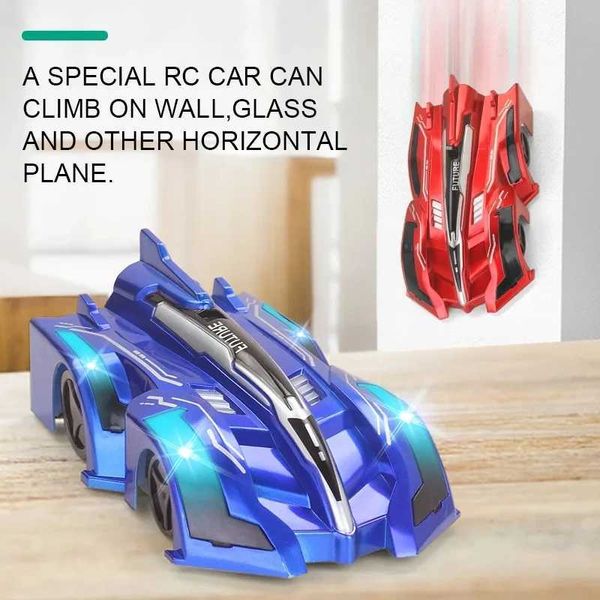 CAR MODELO DE DIECAST CAR de control remoto con luces de pared El auto de trepadora puede viajar en la pared RC El automóvil puede girar 360 Drift Toy Toy Boys Regalo de Navidad J240417