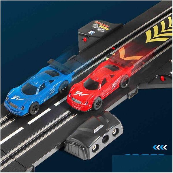 Diecast Model Cars S 1 43 Rc Accessoires ferroviaires Jouet Véhicule de piste de course électrique Double Battle Speedway Profissional Slot Car Circui Dh1Tq