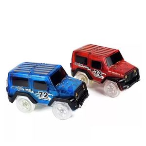 Diecast modelauto's Spot Goods Glow In The Dark Magic Car Led Light Up Electronics Toys Jeep Electric Race Diy Toy For Kid Drop Lever Oti8S