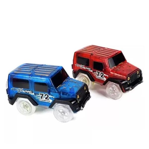 Diecast Model Cars Spot Goods Glow en el coche mágico oscuro LED Light Up Electronics Toys Jeep Electric Race DIY Juguete para niños Drop Deliver Otgfj