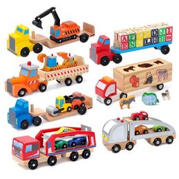 Diecast Model Cars Vehículos de transporte Vehanos de construcción Excavators Camiones grandes animales cognitivos modelos de madera modelos taxis de juguetes para niños regalos s54