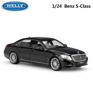 Coches en miniatura WELLY 1 24 Simulador a escala, modelo de coche Benz Clase S, coche clásico fundido a presión, coche de aleación de Metal, juguetes para niños, regalo, colección de coches de juguete L2403