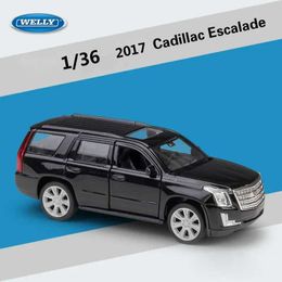 Diecast Model Cars Welly 1 36 2017 Cadillac Escalade SUV Simulator Pull Back Car Model Car Metal Alloy Toy Car Vehicle For Kids Gifts Y240520E6CC