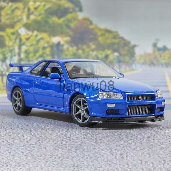 Diecast Model Cars WELLY 124 Nissan Skyline Ares GTR R34 Diecasts Véhicules Jouets En Métal Jouet Modèle De Voiture Haute Simulation Collection Enfants Jouets x0731