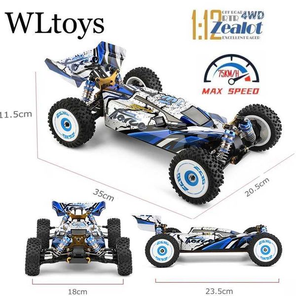 Diecast Model Cars Wltoys New 124017-V8 1/12 2.4G Racing RC Cars 4WD Motor sin escobillas de 75 km/h Toyadores de deriva fuera de carretera de alta velocidad para Aduit J240417