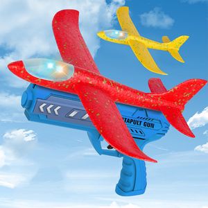 Diecast Model Children Foam Plane Launcher Toy Outdoor Catapult Gun 15M Range Airplane Shooting Roundabout Sports Toys Boy Regalo de cumpleaños 221125