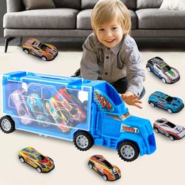 Modelo Diecast Coche de juguete de almacenamiento inercial para niños Enviar 6 Contenedor portátil de aleación de retroceso 3 4 5 7 años Conjunto de niño y niña Birthd 231204