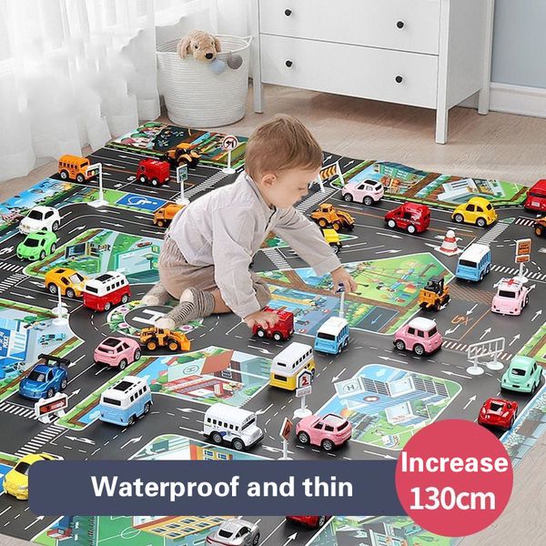 Diecast Model City Rug Kids Toys Games Route Mat d'enfants Child Traffic Car Map Boy Girls Educational Toy Road Carpet Playmat For Baby Mats Cartoon 230811