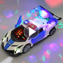 Diecast model elektrische dansende vervorming roterende universele auto speelgoed jongen kind kind meisje kerst verjaardag cadeau 230105