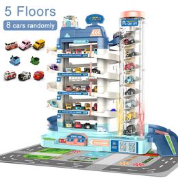 Diecast model elektrische baan parkeerbouw auto speelgoed racetrein voor kinderen geschenken mechanisch avontuur hersentafel game 230818