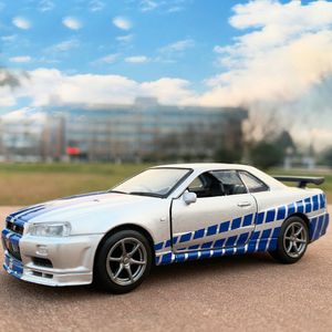 Modelo Diecast de alta simulación 1 36 Nissan GTR R34 Skyline Ares Diecasts Toy Vehicles Metal The Fast and Furious Car Kids Toys 221026