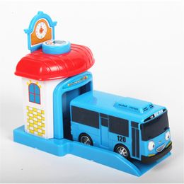 Modelo de fundición a presión coreano lindo garaje de dibujos animados el pequeño autobús juguetes modelo mini tayo plástico bebé araba oyuncak coche para niños autobús de juguete 230509