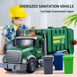 Diecast model groot vuilniswagenmodel kinderen speelgoed akoestische optische sanitaire auto traagheid afvalwagen kinderjongen cadeau direct verkopen 230221
