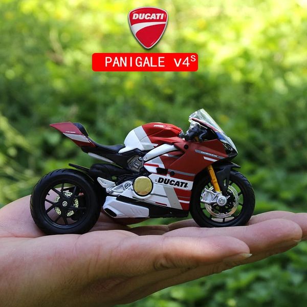 Modelo fundido a presión Maisto 1 18 Panigale V4S Corse 1199 Modelo de motocicleta Colección de vehículos de juguete Amortiguador todoterreno Autociclo Juguetes Coche 231208