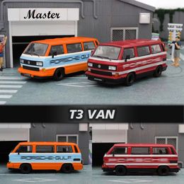 Diecast Model Master En stock 1/64 T3 Van Bus Gulf Support Vehículo Diorama Colección Miniatura Carros Toys 230821