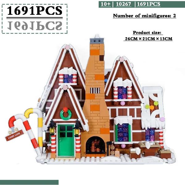 Modelo fundido a presión, Feliz Navidad, casa de jengibre, bloques de construcción, Santa Elk Man, Compatible con 10267 ladrillos, regalos para niños, 231110